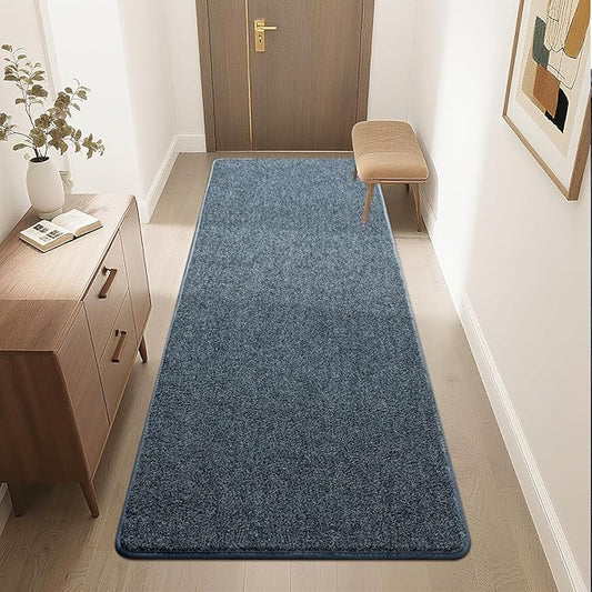 HQAYW 2x6 Soft Runner Rug for Hallways, Thickened Memory Foam Small Throw Bedside Rugs for Bedroom Living Room, Low Pile Washable Non Slip Carpet for Teens Kids Nursery Dorm Decor, Navy Blue