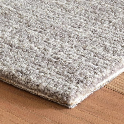 Dash & Albert Crosshatch Dove Grey Hand Micro Hooked Wool Rug, 9.5 X 13.5 Feet, Grey Solid Pattern