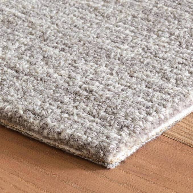 Dash & Albert Crosshatch Dove Grey Hand Micro Hooked Wool Rug, 7.5 X 9.5 Feet, Grey Solid Pattern