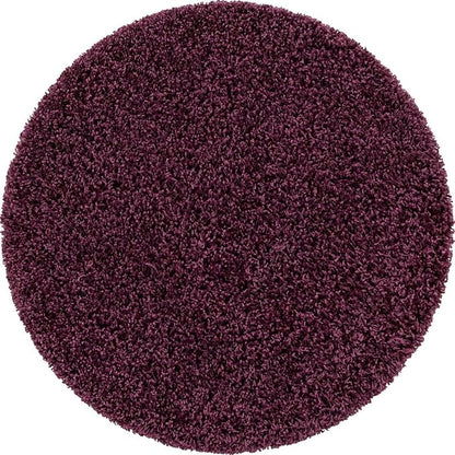 Unique Loom Solid Shag Collection Area Rug (3' 3" Round, Eggplant Purple)
