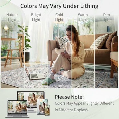 Enkor Area Soft Rugs 5x7 Washable Non Slip Boho Floor Rugs for Living Room Bedroom, Vintage Style Farmhouse Mat for Kitchen Entryway White & Grey