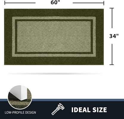 PURRUGS Dirt Trapping Door Mat 34" x 60", Non-Slip/Skid Machine Washable Entryway Rug, Shoes Scraper, Area Rug, Super Absorbent Welcome Mat for Muddy Wet Shoes and Paws, Budding Green & Sage Green
