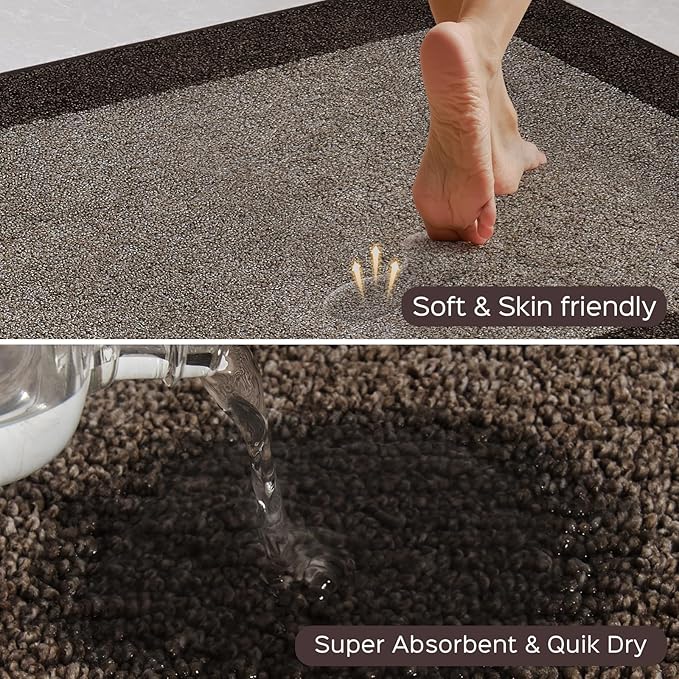 Machine Washable (24" x 36"+ 24" x 60"') Kitchen Rugs Set of 2, Non Slip Kitchen Mats for Floor, Absorbent Entrance Runner Rugs for Bedroom, Hallway, Bathroom, Door (Roll Packing)