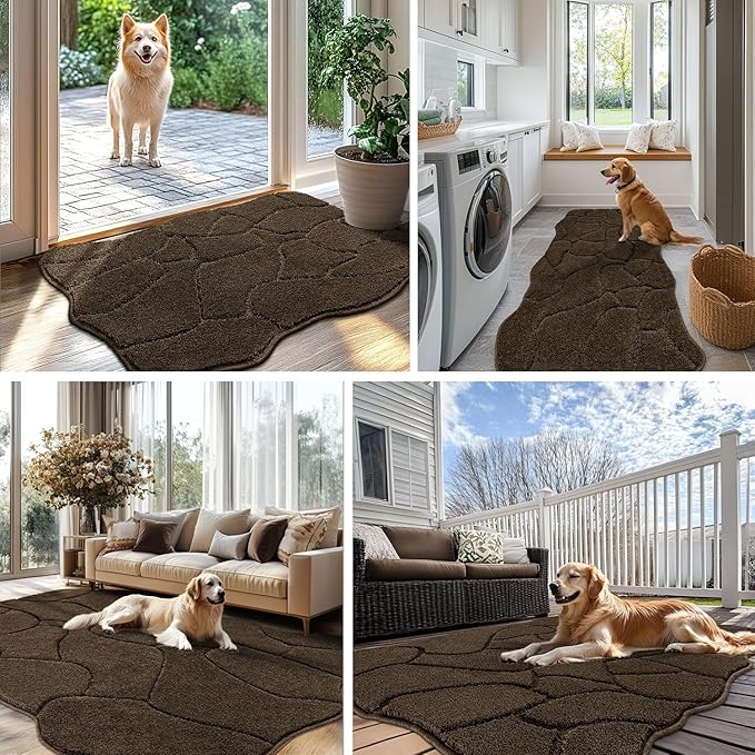 Dog Door Mat for Muddy Paws, 32 * 20 Absorbent Dirt Trapper Long Door Mat, Non-Slip Washable Mud Mat for Dogs, Polyester Microfiber Soft Pet Rug Mat for Entryway, Mud Dog Paws, Patio