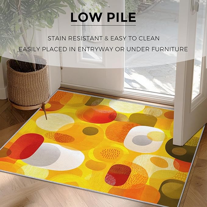 Abstract Geometry Rugs for Home Decor, 7x9 ft, Mid Century Modern Area Rugs for Living Room, Soft Non Slip Washable 70s 80s Geometric Carpet Bedroom Decorations Dt-Ghf-19