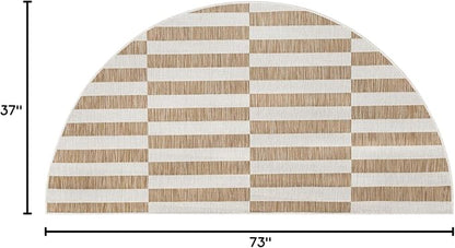Unique Loom Outdoor Striped Collection Area Rug - Striped (3' 1" x 6' 1" Hearth Taupe/Ivory)