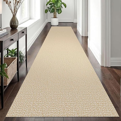 EARTHALL Long Runner Rug 3x12 Ft Washable Runners for Hallways Cotton Non Slip Entryway Runner Braided Kitchen Runner Indoor Outdoor Carpet Runners for Entryway, Hall, Foyers, Golden Beige/White