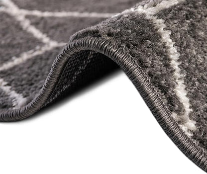 Unique Loom Trellis Frieze Collection Area Rug - Geometric (2' x 8' 8" Runner, Dark Gray/ Ivory)