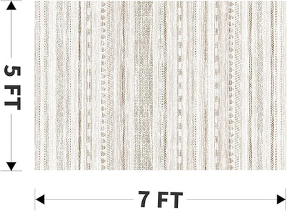 5x7 Large Area Rugs for Living Room Machine Washable Rug Distressed Indoor Carpet Neutral Moroccan Boho Rug Ultra Soft Area Rug for Bedroom Dining Room Playroom Office, Light Brown