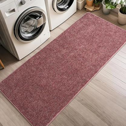 HQAYW 2x6 Soft Runner Rug for Hallways, Thickened Memory Foam Small Throw Bedside Rugs for Bedroom Living Room, Low Pile Washable Non Slip Carpet for Teens Kids Nursery Dorm Decor, Dark Red