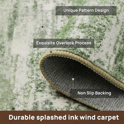 Abstract 6x9 Area Rug for Living Room Dining Room Home Office Bedroom Sage Green