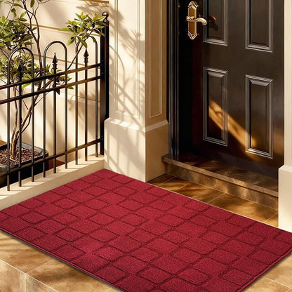 Front Door Mat Outside Entrance, Outdoor Indoor Door Mats for Entryway, Entrance, Entry, Patio, Waterproof Non Slip Doormat, Low-Profile, 31.5" × 39“, Red
