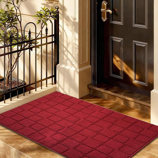 Front Door Mat Outside Entrance, Outdoor Indoor Door Mats for Entryway, Entrance, Entry, Patio, Waterproof Non Slip Doormat, Low-Profile, 31.5" × 39“, Red