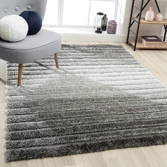 LUXE WEAVERS Lantanas Collection 7119 Grey 8x10 Modern Geometric Area Rug