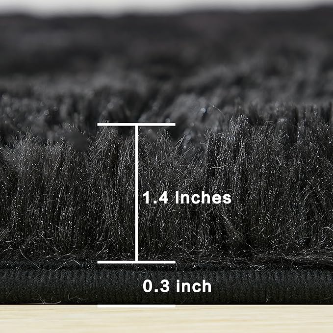 Andency Black Soft Area Rugs for Living Room Bedroom, 4x6 Fluffy Shaggy Bedside Rug, Non-Slip Large Shag Fuzzy Plush Carpets for Bedroom Kids Dorm Nursery Home Decor Aesthetic