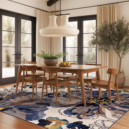 Rugshop Cream Bright Flowers Non Slip Non-Shedding Area Rug for Living Room, Dining Room and Large Spaces, 12' x 15'