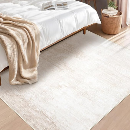 Area Rug 3x5 Washable Rug: Living Room Modern Abstract Rug Soft Non Slip Neutral Rugs Stain Resistant Small Rug Indoor Door Mat for Bedroom Kitchen Nursery Hallway Entryway Office(Beige,3'x5')