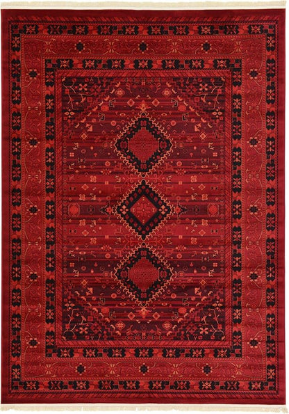 Unique Loom Tekke Collection Area Rug - Sheibani (7' 10" x 11' Rectangle, Red/ Black)