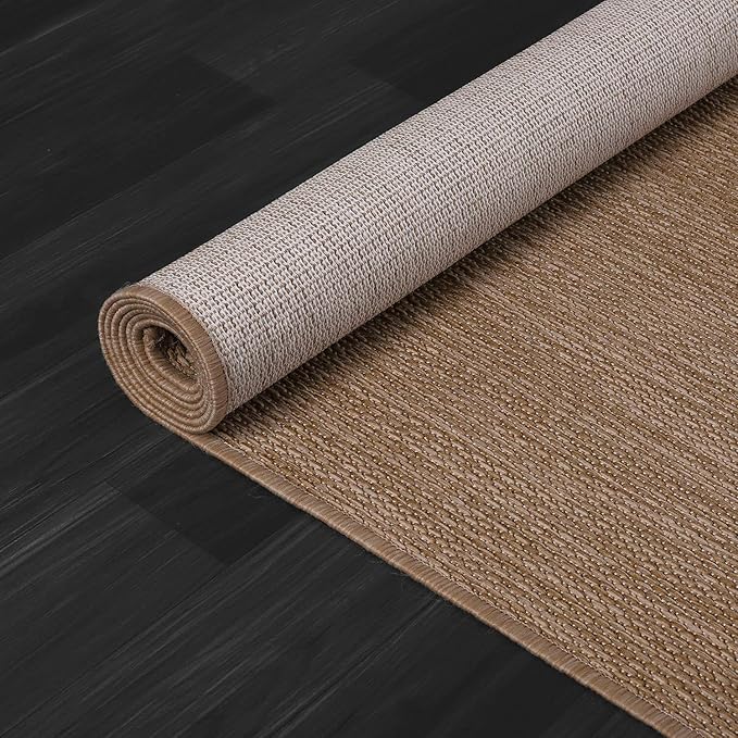 CAMILSON Outdoor Rug 5x7 Modern Area Rugs for Indoor and Outdoor Patios and Porches - Waterproof, Washable, Non-Shedding, Easy-to-Clean Outside Carpet (5 x 7, Solid - Jute)