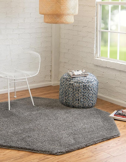 Unique Loom Solo Collection Area Rug - Calabasas (7' 10" Octagon, Gray)