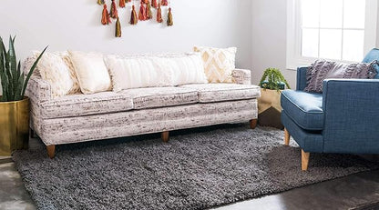 Unique Loom Solid Shag Collection Area Rug (2' x 3' 1" Rectangle, Graphite Gray)