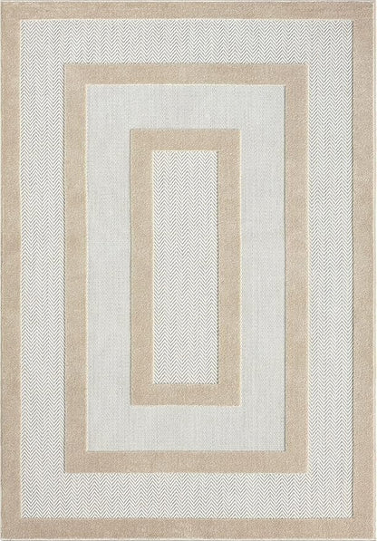 Abani Area Rugs - Modern Minimalist Pattern - Cream Rug for Living Room, Bedroom, Dining Room - Indoor/Outdoor - Easy to Clean - Non-Shedding - 5' x 8'