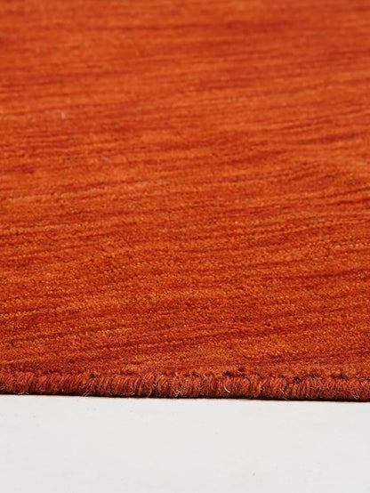 Hand Knotted Loom Wool ECO-Friendly Area Rugs - 6'x6', Round, Light Red Color, Solid Plain Design, High Pile Handmade Anti Skid Area Rugs for Living Room, Bed Room (L00111)