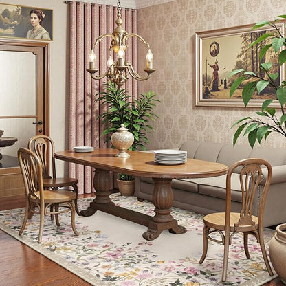 Lahome Boho Floral Beige Washable 5x7 Area Rugs for Living Room, Non Slip Rugs for Bedroom, Indoor Throw Dining Room Carpet for Under Table Entryway Kitchen Office(Beige,5x7)