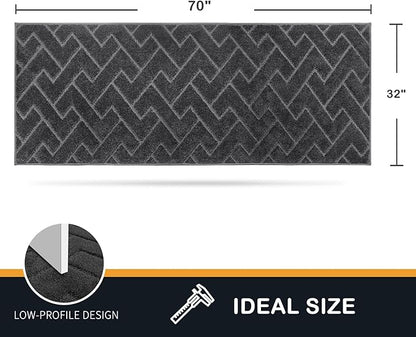 PURRUGS Dirt Trapping Door Mat 32" x 70", Non-Slip Machine Washable Entry Rug, Shoe Scraper, Dog Doormat, Super Absorbent Welcome Mat for Front & Back Door, Muddy Wet Shoes & Paws, Charcoal