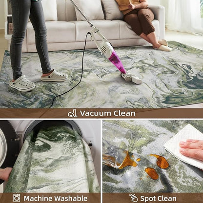 9x12 Area Rugs for Living Room, Modern Abstract Rug for Bedroom, Contemporary Machine Washable Rug, Large Stain Resistant Carpet for Dining Room Playroom Nursery Room, Pet & Kids Friendly