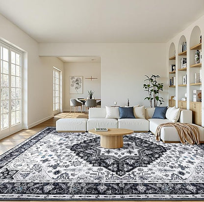 8x10 Area Rugs,Boho Vintage Oriental Washable Rugs,Collapsible Area Rug for Bedroom, Entryway, Kitchen, Bathroom