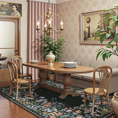 Lahome Boho Floral Black Washable 5x7 Area Rugs for Living Room, Non Slip Rugs for Bedroom, Indoor Throw Dining Room Carpet for Under Table Entryway Kitchen Office(Black,5x7)