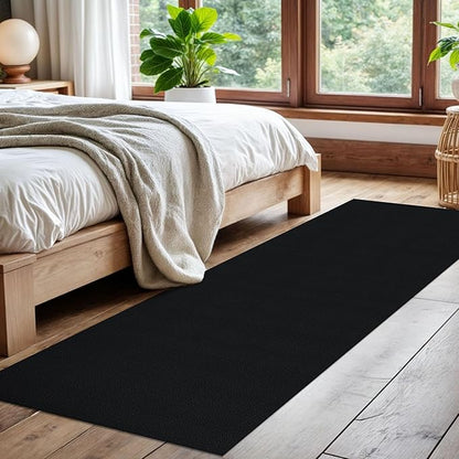 EARTHALL Washable Runner Rug 2x7 Ft Non Slip Runners for Hallways Cotton Rubber Backed Kitchen Runner Braided Indoor Floor Carpet Runners for Entryway, Hallway, Kitchen, Bedroom, Black