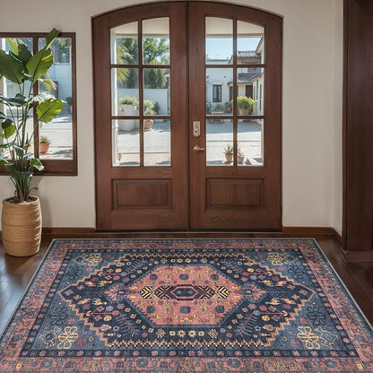 Ciicool 3x5 Area Rug, Washable Boho Rugs for Bedroom Non-Slip Indoor Low-Pile Mat Floor Oriental Carpet Vintage Rug for Kitchen Bedroom Living Room Office Dinning Foyer Decor