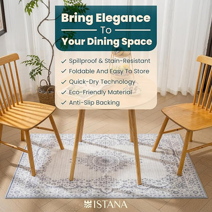 Istana Rug 3x5 - Grey/White Cream Area Rug 3x5 - Pet Friendly Washable Rug - Non Shedding Soft Rugs for Living Room - Eco-Friendly Foldable Dining Room Table Rugs