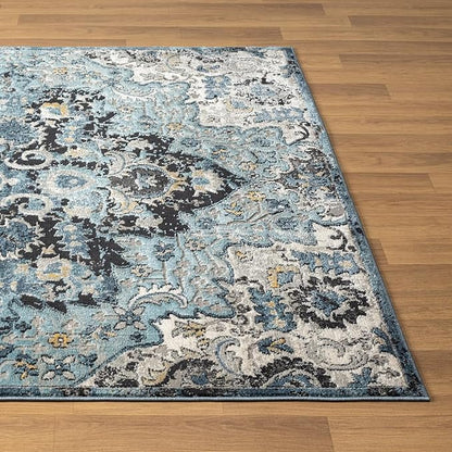 LUXE WEAVERS Moroccan Blue 8x10 Medallion Area Rug for Living Rooms