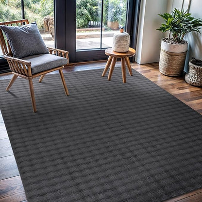 CAMILSON Modern Dark Gray Non Slip Rug 8x10 Ultra Soft High Pile Area Rugs Non Skid Rubber Backing Durable & Easy to Clean Carpet for Living Room Bedroom Kids Room Indoor Use (8 x 10 Dark Gray)