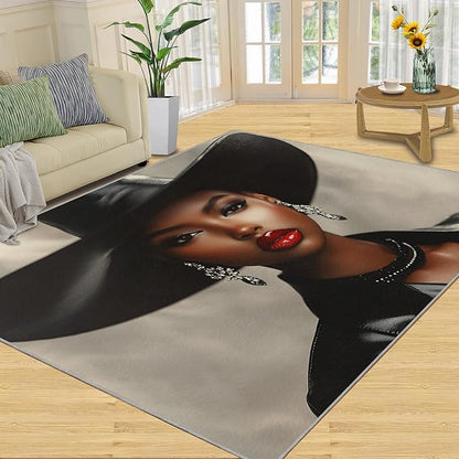 3x5 Fashionable Woman Dorm Rug - Modern Woman Small Rugs for Bedroom, Sexy Girl Area Rug Washable Non Slip for Bedroom Kitchen Living Room Entryway