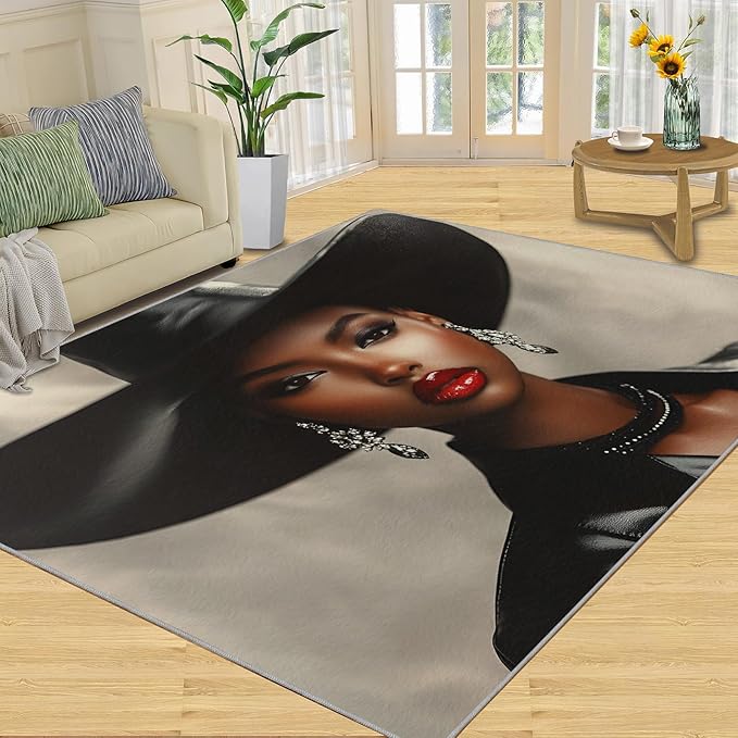 4x5 Fashionable Woman Indoor Outdoor Rug - Modern Woman Bedside Rug, Sexy Girl Washable Entry Way Rugs Kids Carpet for Inside House Playroom Living Room End Table Nursery