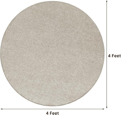 LBRO2M Easy Jute Solid Area Rug 4X4 Round Washable Rugs for Living Room Dining Room Bedroom Natural Jute Look Indoor Outdoor Rug Durable, Solid Non Shedding Eco Friendly (4X4 Gray)