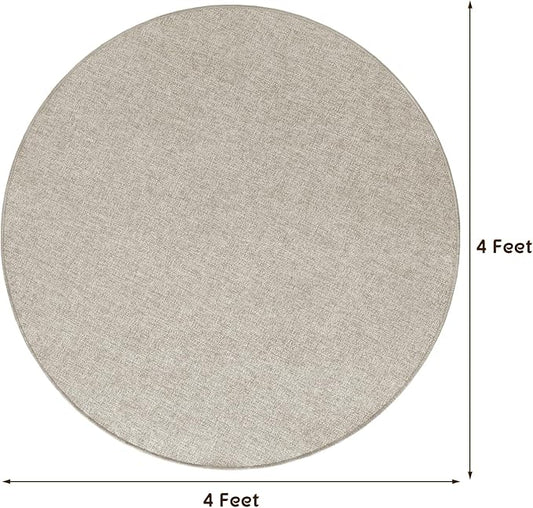 LBRO2M Easy Jute Solid Area Rug 4X4 Round Washable Rugs for Living Room Dining Room Bedroom Natural Jute Look Indoor Outdoor Rug Durable, Solid Non Shedding Eco Friendly (4X4 Gray)