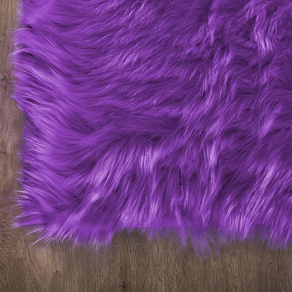 Latepis Fluffy Shaggy Fuzzy Fur Rugs Purple 6.7x10 Large Living Room Rug Washable Faux Sheepskin Rug for Bedroom Plush Shag Rugs Home Decor Rectangle