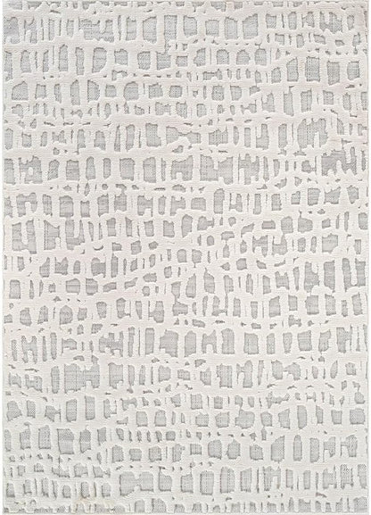 Beverly Rug Micro Loop Area Rug Gray/White 6x9 Abstract Modern Luxury Irregular Grid Durable Soft Indoor Rugs for Living Dining Room Office Stain Resistant Non Shedding Casual Indoor Carpet 6 x 9