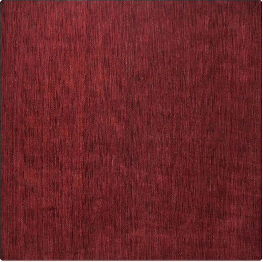 Hand Knotted Loom Wool ECO-Friendly Area Rugs - 8'x8', Square, Dark Red Color, Solid Plain Design, High Pile Handmade Anti Skid Area Rugs for Living Room, Bed Room (L00111)