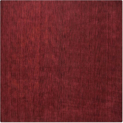 Hand Knotted Loom Wool ECO-Friendly Area Rugs - 6'x6', Square, Dark Red Color, Solid Plain Design, High Pile Handmade Anti Skid Area Rugs for Living Room, Bed Room (L00111)