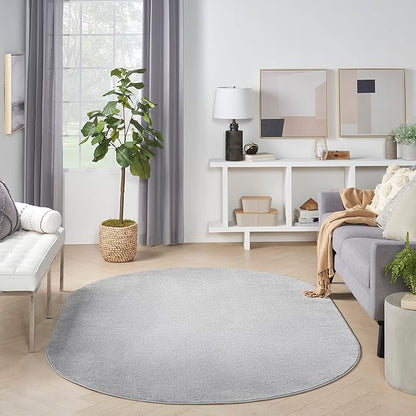 Nourison Home Nourison Essentials Silver Grey 6' x 9' Oval Area Rug - Easy Clean, Non Shedding, Bed Room, Living Room, Dining Room, Kitchen (6' x 9' Oval)