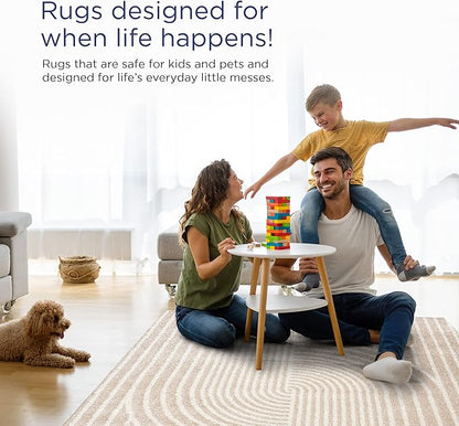 Abani Area Rug for Living Room -Nuevo 5' x 8' Beige Arch Pattern Area Rug, Soft and Durable Living Room Rug, Stain and Fade Resistant, Chic Modern Design, Pet & Kid Friendly