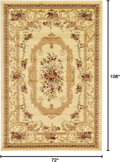 Rugs.com Chateau Collection Rug – 6' x 9' Cream Medium Rug Perfect for Bedrooms, Dining Rooms, Living Rooms
