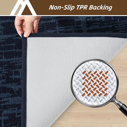 COSY HOMEER-Door-Mat Dirt Trapper Entryway Rugs 24"x36" Non Slip Washable Entrance Mats Absorbent Welcome Mat Low Profile Dog Door Mats for Front Back Doomats and Wet Shoes,Navy Blue
