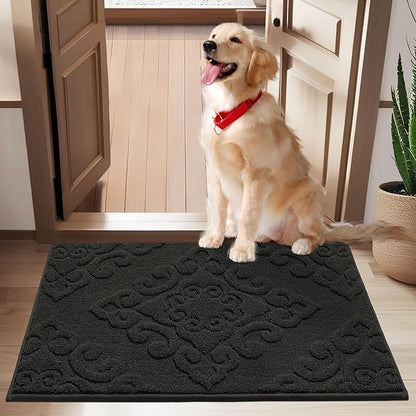 COSY HOMEER Door Mat 24”x36”,Absorbent Dirt Trapper Entryway Rugs,Non-Slip Welcome Mat,Washable Entry Rugs,Low Pile Doormat for Front Back Door,Wet Shoes & Paws,Black